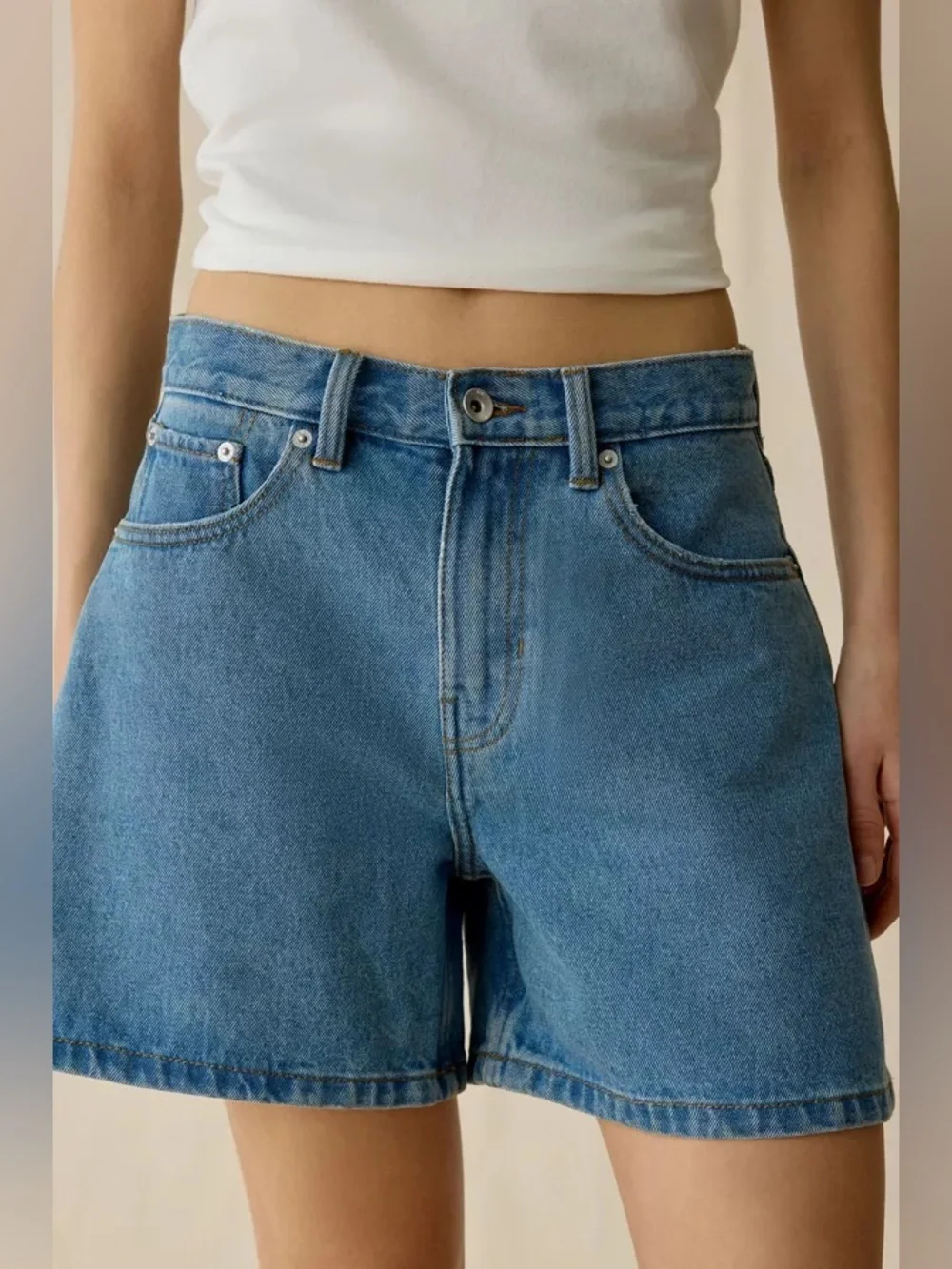 New Vans Check 5 Mid-rise Baggy Denim Shorts Size 32